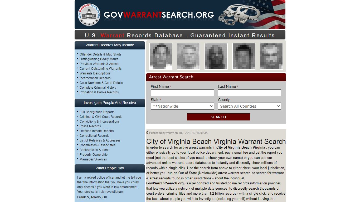 City of Virginia Beach Virginia | Warrant Search