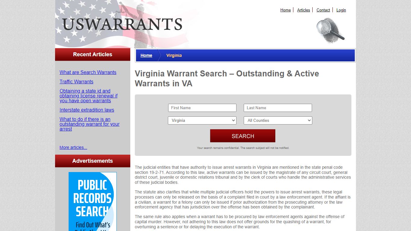 Virginia Warrant Search – Outstanding & Active Warrants in VA