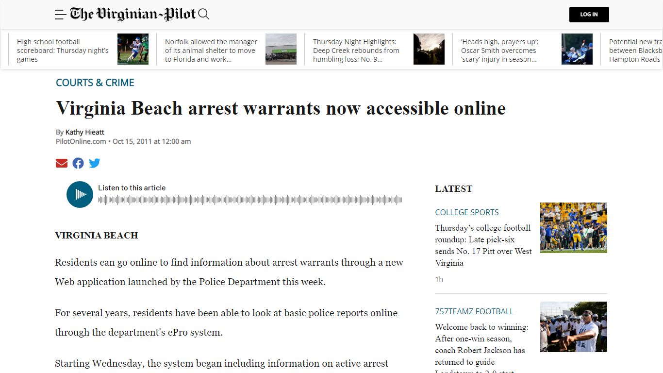 Virginia Beach arrest warrants now accessible online